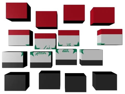 Iraq flag on cubes against white illustration Stock Illustration