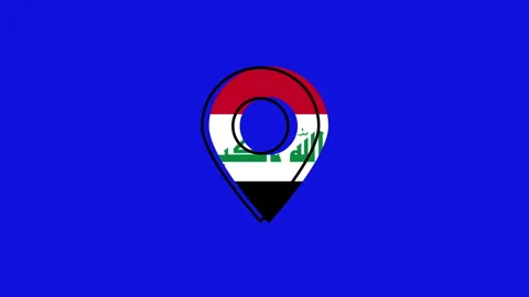 Iraq flag map pin on blue background Stock Footage 312118198