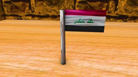 Iraq Flag Post - Orbiting Shot Stock Footage 270924981