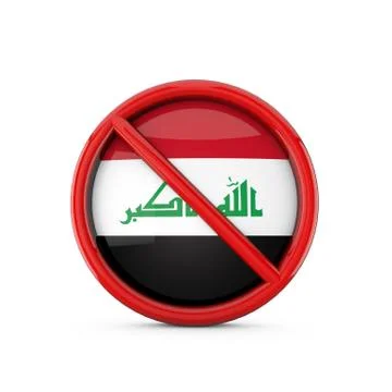 Iraq flag prohibited no entry symbol. 3D Rendering Stock Illustration