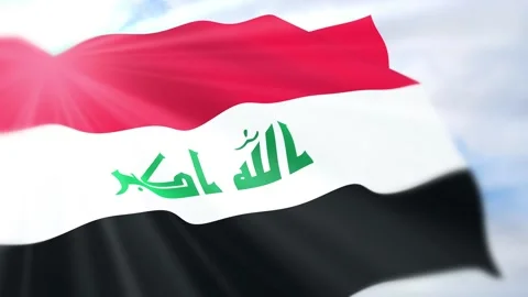 Iraq Flag Seamless Loop 4k 60fps on Sky Background Stock Footage 340625125