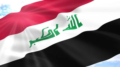 Iraq Flag Seamless Loop 4k 60fps on Sky Background Stock Footage 341561993