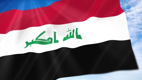 Iraq Flag Seamless Loop 4k 60fps on Sky Background Stock Footage 341674088