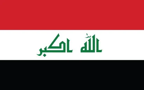 Iraq flag vector graphic. Rectangle Iraqi flag illustration. Iraq country fla Stockillustratie