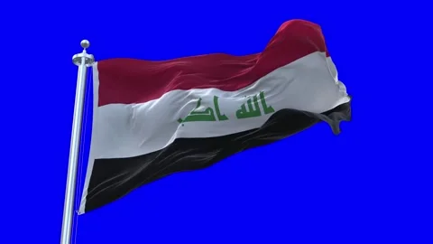 Iraq Flag Waving in Loopable and Textured green screen background Stock Footage 296876771