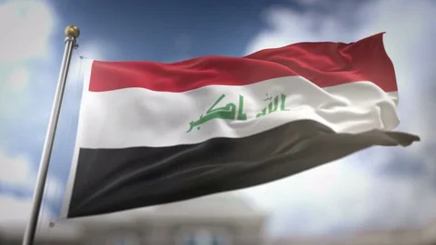 Iraq Flag Waving Slow Motion 3D Rendering Blue Sky Background - Seamless Lo.. Stock Footage 75320257
