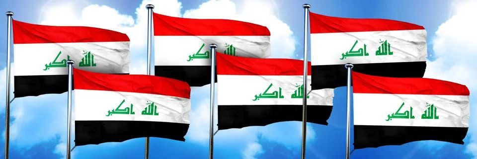 Iraq flags, 3D rendering, on a cloud background Illustrazione stock