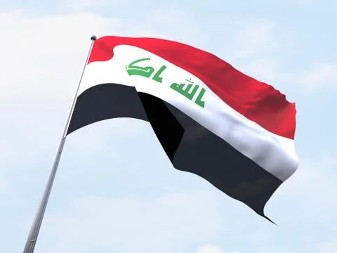 Iraq flying flag isolate on white background. 스톡 일러스트