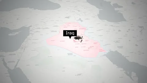 Iraq Geopolitical Map Animation Featuring Explosions and Military Operations Ill Stock Footage 326738563