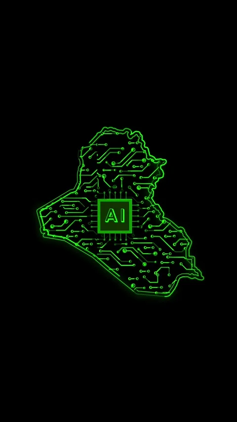Iraq Map AI Chipset Technology Opener Stock Footage 337171765
