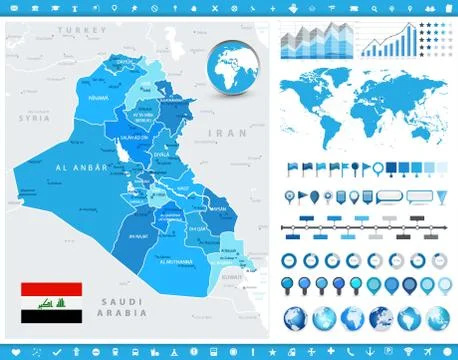 Iraq Map and infographic elements Stock Illustration
