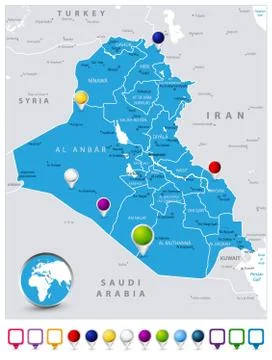 Iraq Map and map icons Stock Illustration