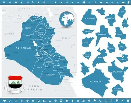 Iraq Map and regions Stock Illustration