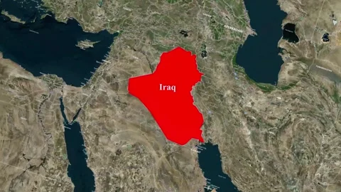 Iraq Map Animation Highlighting Country Location in Middle East Stock Footage 344710823