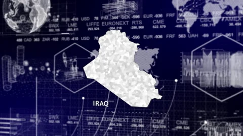 Iraq Map Animation Loop | Growth, GDP, Oil Economy &amp; Development Insights Stock Footage 331572054