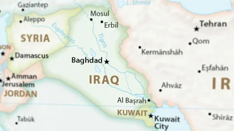 Iraq on a Map with Defocus (4K) Stock Footage 101976273