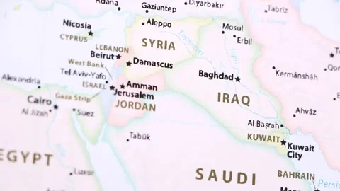Iraq on a Map (with Defocus) Stock Footage 89785327