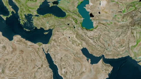 Iraq map - extract. Border. Satellite. Stock Footage 148466839