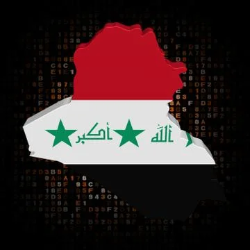 Iraq map flag on hex code illustration Stock Illustration