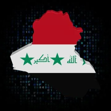 Iraq map flag on hex code illustration Stock Illustration