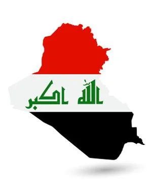 Iraq Map with flag isolated on white Stock Illustration