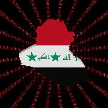 Iraq map flag on red hex code burst illustration イラスト素材