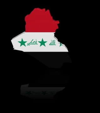 Iraq map flag with reflection illustration Stock Illustration