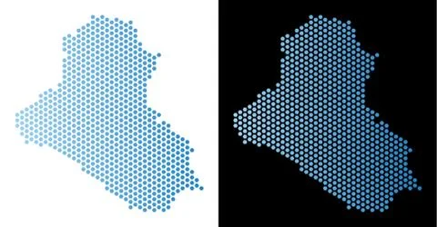 Iraq Map Hex-Tile Scheme Illustrazione stock