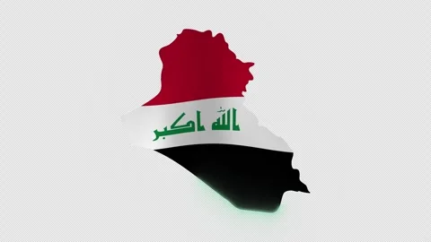 Iraq Map With Waving Flag Overlay Transparent Mov Stock Footage 336314253
