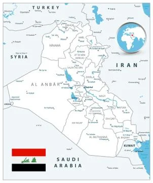 Iraq Map White Color Map Stock Illustration