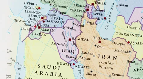 Iraq Map Zoom Stock Footage 34428248