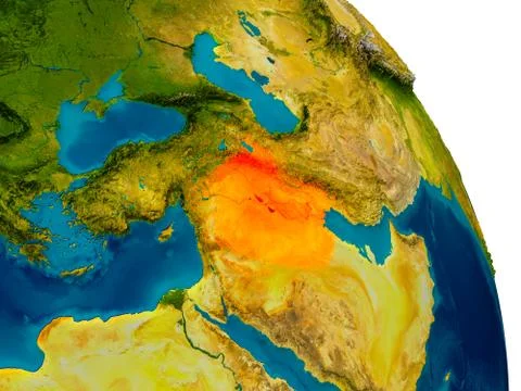 Iraq on model of planet Earth Stock Illustration