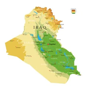 Iraq physical map Stock Illustration