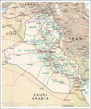 Iraq physiography map Stock Illustration