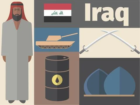 Iraq poster. Flat icon. Vector template Ilustración de archivo