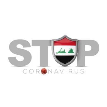 Iraq protective shield. Stop coronavius concept. 3D Render Stock Illustration