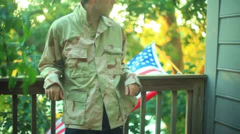 Iraq soldier army vet veteran US USA 4th july Stock Footage