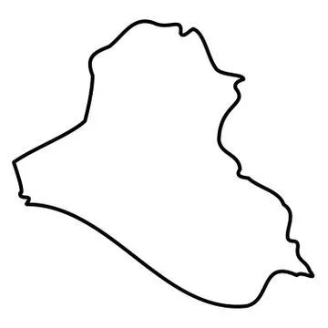 Iraq - solid black outline border map of country area. Simple flat vector Stock Illustration