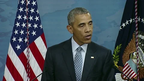 Iraq War -  President Barack Obama Speaks on the Counter-ISIL Campaign Stock Footage