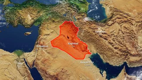 IRAQ Zoom Map 2D Stock Illustration