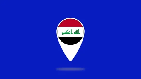 Iraqi flag marker bouncing on blue background Stock Footage 321721875