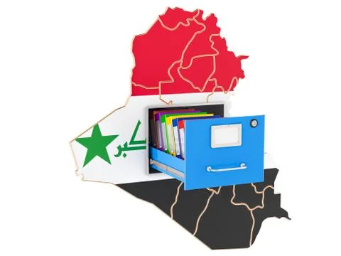 Iraqi national database concept, 3D rendering Illustrazione stock