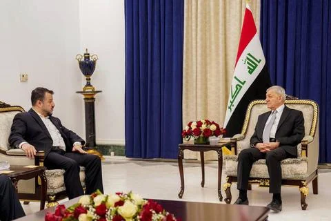 Iraqi President Abdul Latif Rashid receives a delegation from the Politica... Stock Photos