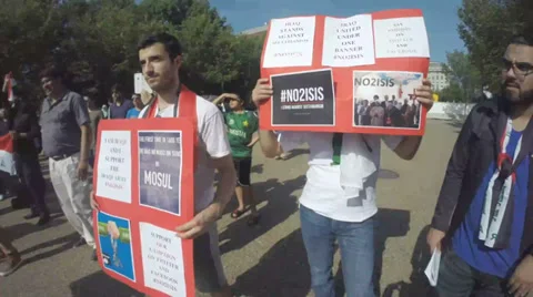 Iraqis protest against ISIS attacks  Stock Footage 39830555