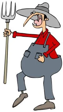 Irate farmer with a pitchfork Stock Illustration