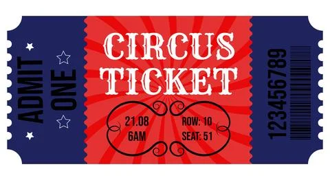 ?ircus ticket for one person. Stock Illustration