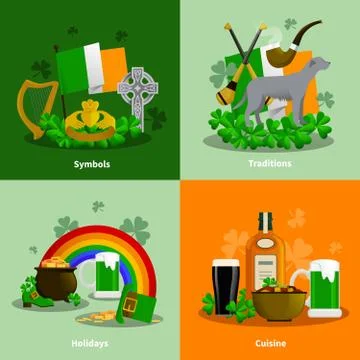 Ireland 2x2 Design Concept Set Stock Illustration