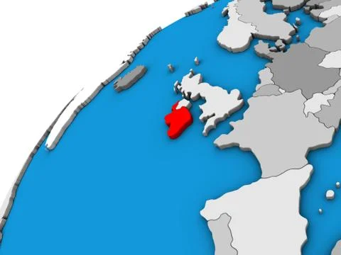 Ireland on 3D globe Stock Illustration