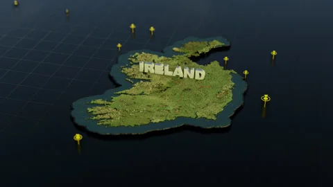 Ireland 3D Map With Animation Video stock 307129462