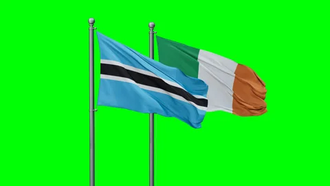 Ireland and Botswana two flags Stock Footage 294249814